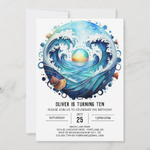 Enchanted Blue Water Kids Birthday  Invitation