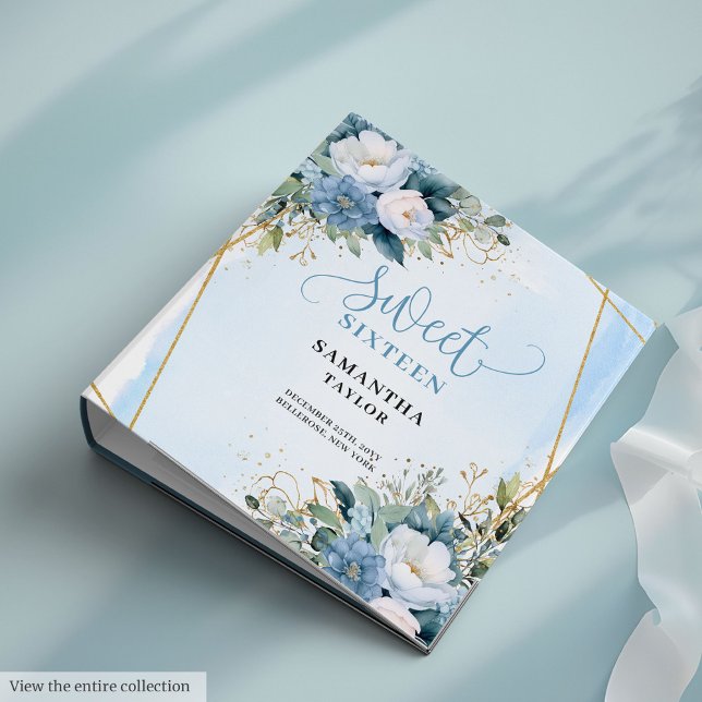Enchanted Boho Dusty Blue Ivory Floral Sweet 16th Binder (Enchanted Boho Dusty Blue Ivory Floral Sweet Sixteen)