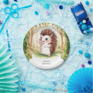 Enchanted Boho Hedgehog Birthday Paper Plate