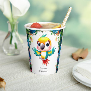 Enchanted Boho Parrot Birthday Paper Cups