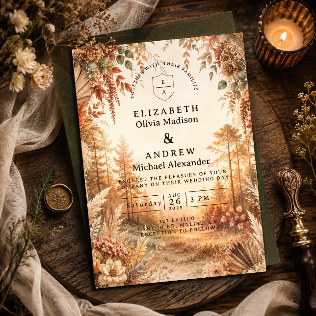 Enchanted Boho Woodland Wedding Invitation (Creator Uploaded)