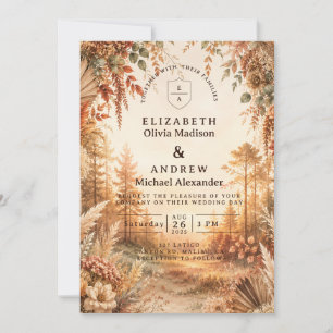 Enchanted Boho Woodland Wedding Invitation