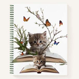 Enchanted Bookish Kitten Spiral Notebook