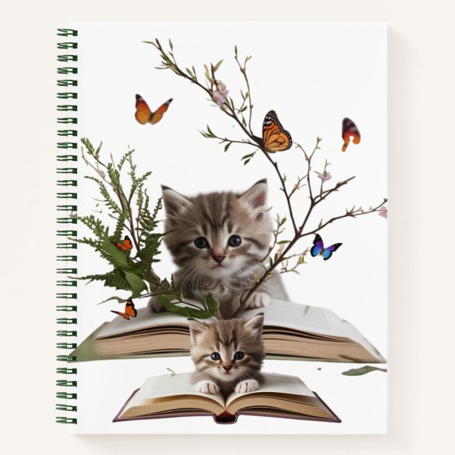 Enchanted Bookish Kitten Spiral Notebook (Front)