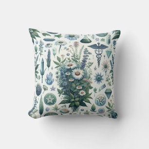 Enchanted Botanica: Magical Herbs & Witchcraft Throw Pillow