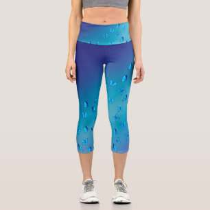 Enchanted Butterflies Blue Capri Leggings