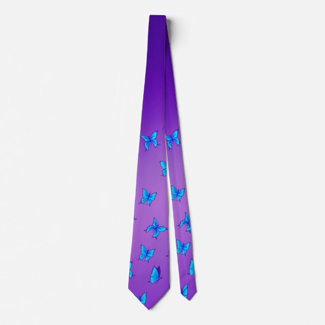 Enchanted Butterflies Dark Blue Neck Tie (Front)
