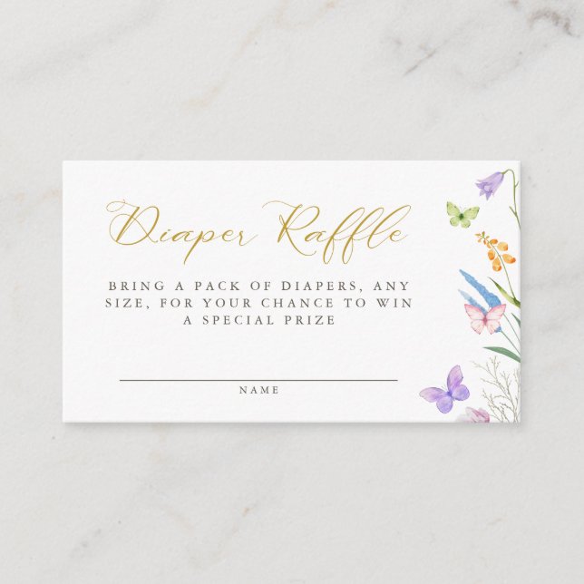Enchanted Butterflies Floral Diaper Raffle Enclosure Card (Front)