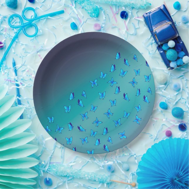 Enchanted Butterflies Green Paper Plate (Party)