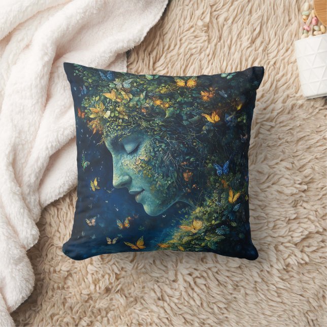 Enchanted Butterfly Forest Goddess (1) Throw Pillow (Blanket)