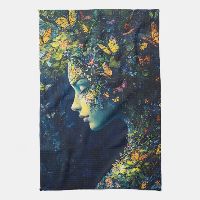Enchanted Butterfly Forest Goddess (2) Kitchen Towel (Vertical)