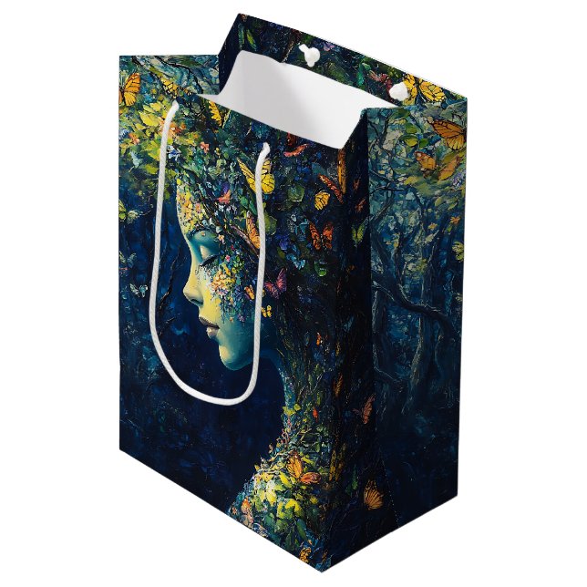 Enchanted Butterfly Forest Goddess (2) Medium Gift Bag (Front Angled)