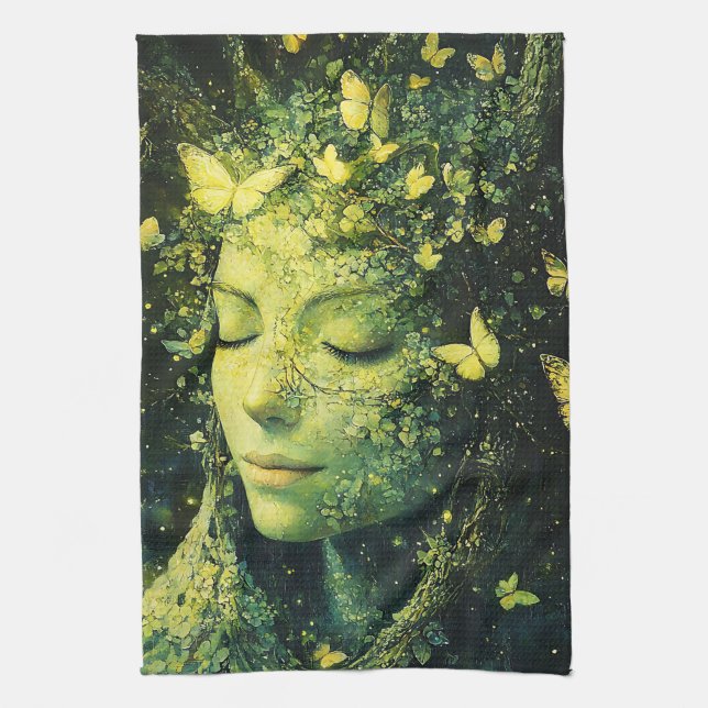 Enchanted Butterfly Forest Goddess (3) Kitchen Towel (Vertical)