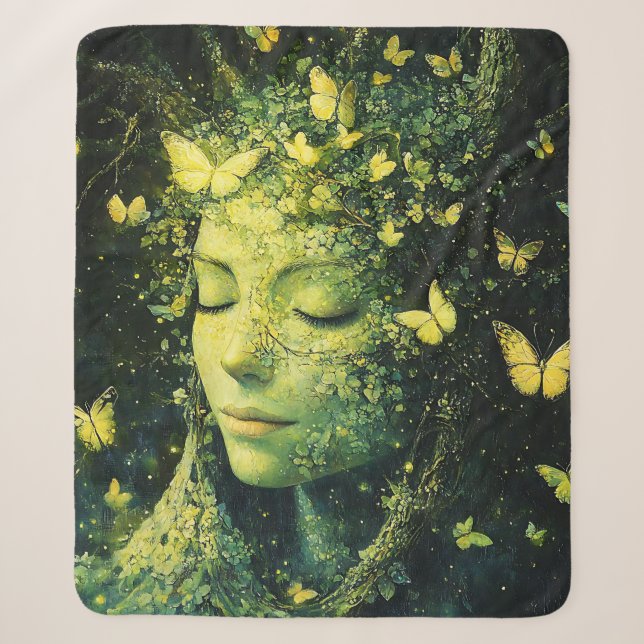 Enchanted Butterfly Forest Goddess (3) Sherpa Blanket (Front)