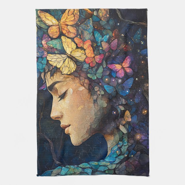 Enchanted Butterfly Forest Goddess (5) Kitchen Towel (Vertical)