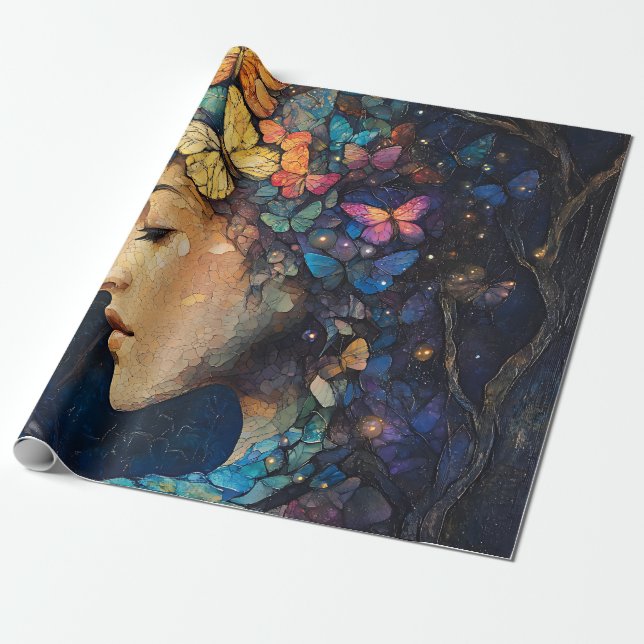 Enchanted Butterfly Forest Goddess (5) Wrapping Paper (Unrolled)