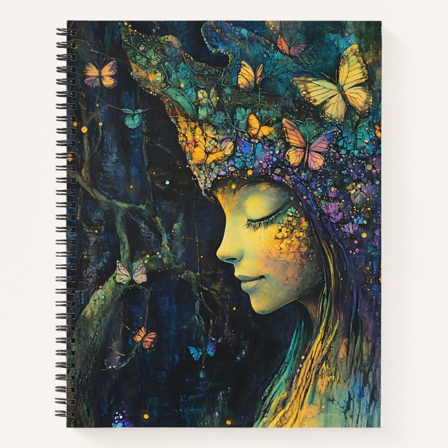Enchanted Butterfly Forest Goddess (6) Notebook (Front)