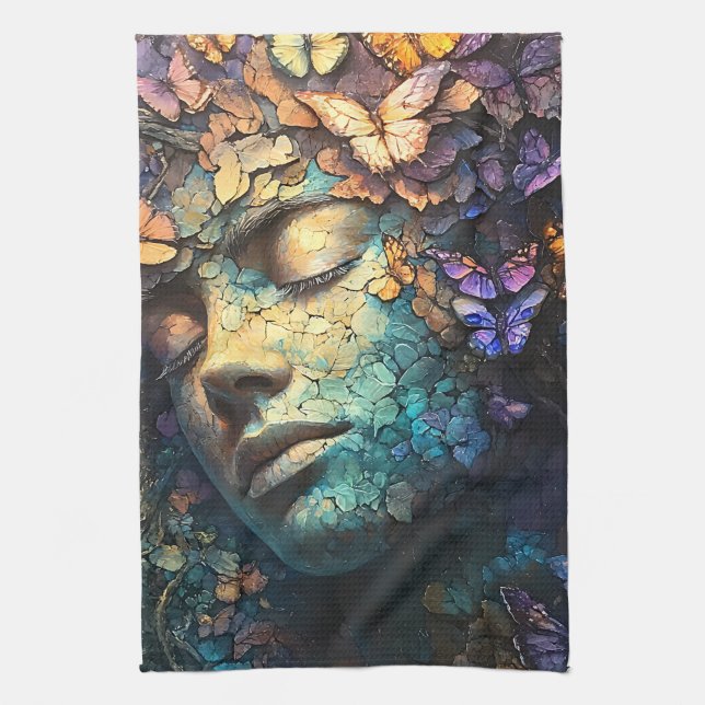 Enchanted Butterfly Forest Goddess (7) Kitchen Towel (Vertical)
