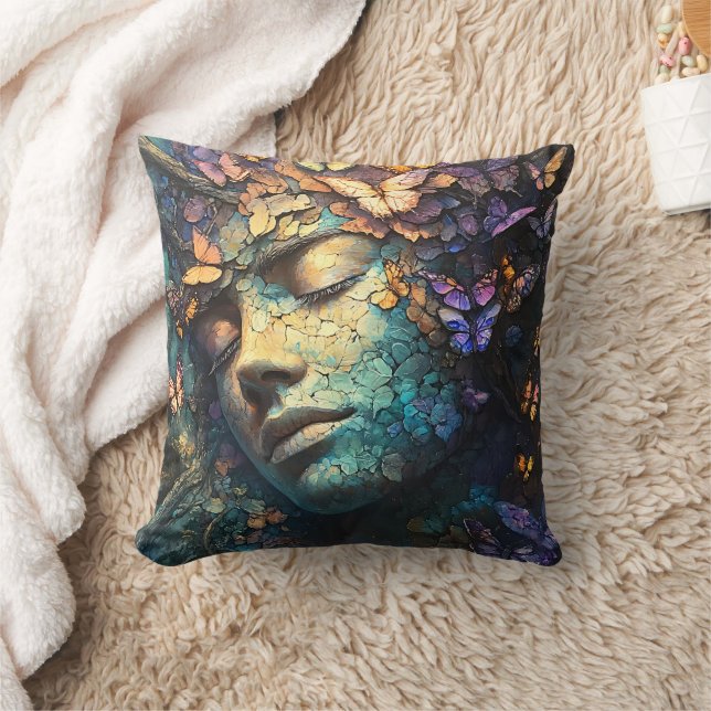 Enchanted Butterfly Forest Goddess (7) Throw Pillow (Blanket)