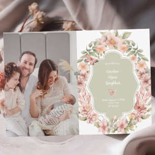 Enchanted Butterfly Garden Baby Announcement 