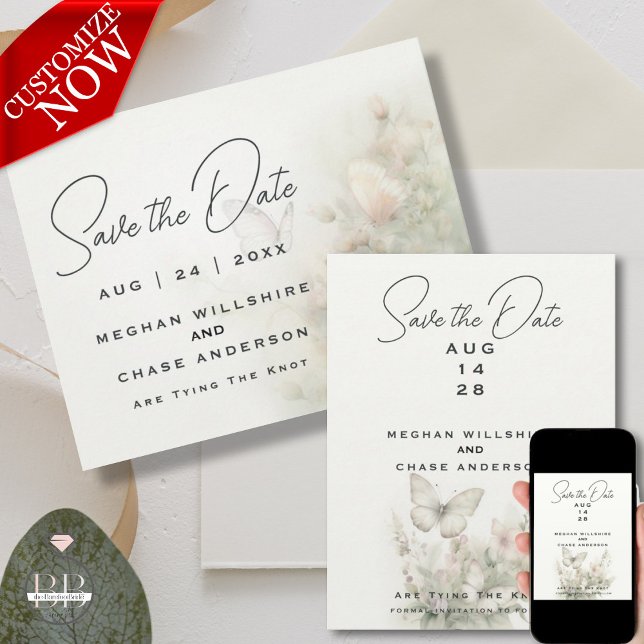 Enchanted Butterfly Garden Invitation (easy to customize in 2 styles )