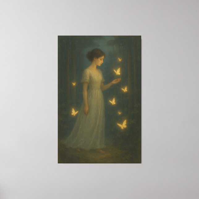 Enchanted Butterfly Girl – Fine Art Fantasy Portra Canvas Print (Front)
