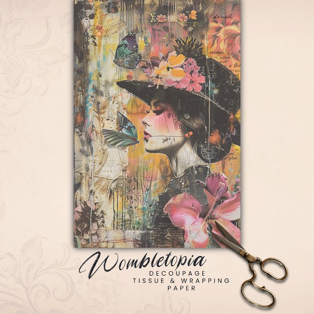 Enchanted Butterfly Lady | Floral Ephemera Collage Tissue Paper (Creator Uploaded)
