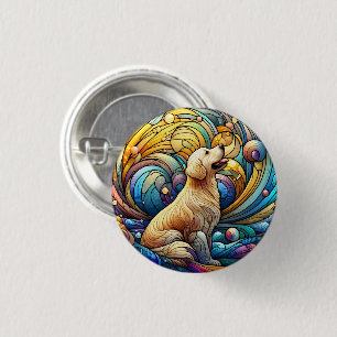 Enchanted Canine on Cosmic Ceramic Swirls 1 Inch Round Button