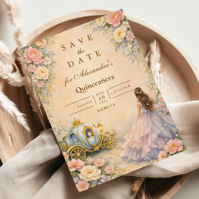 Enchanted Carriage Fairytale Quinceañera Save The Date (Creator Uploaded)