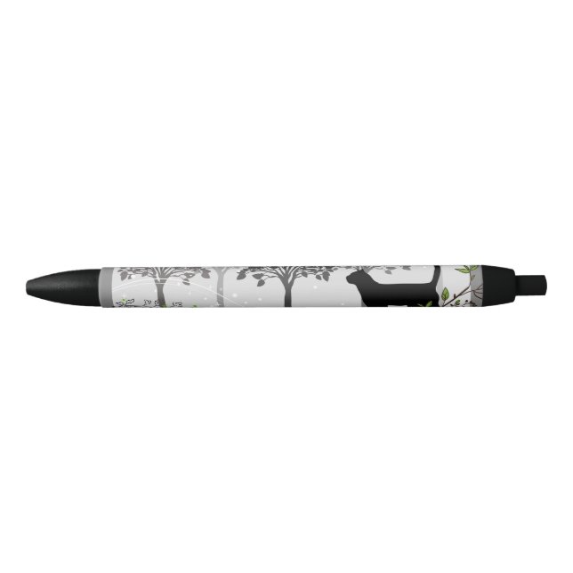 Enchanted Cat Black Trim Pen, Black Ink Black Ink Pen (Front)