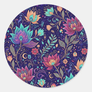 Enchanted Celestial Garden Pattern Classic Round Sticker