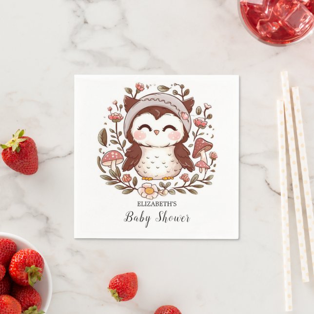 Enchanted Charming Owl Baby Shower Napkin (Insitu)