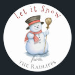 Enchanted Christmas Snowman Personalized Sticker<br><div class="desc">Painted snowman with hat,  scarf,  and broom,  personalized Christmas sticker.  Designed to match our Enchanted Christmas Collection.</div>