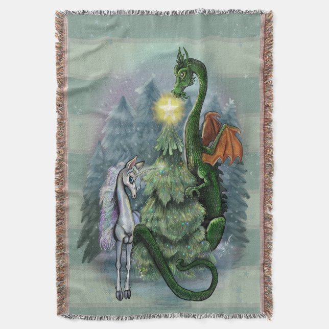 Enchanted Christmas Tree Gathering Throw Blanket (Front Vertical)