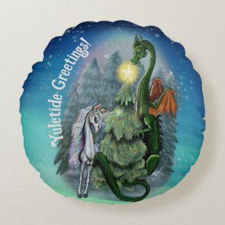 Enchanted Christmas Tree Round Pillow