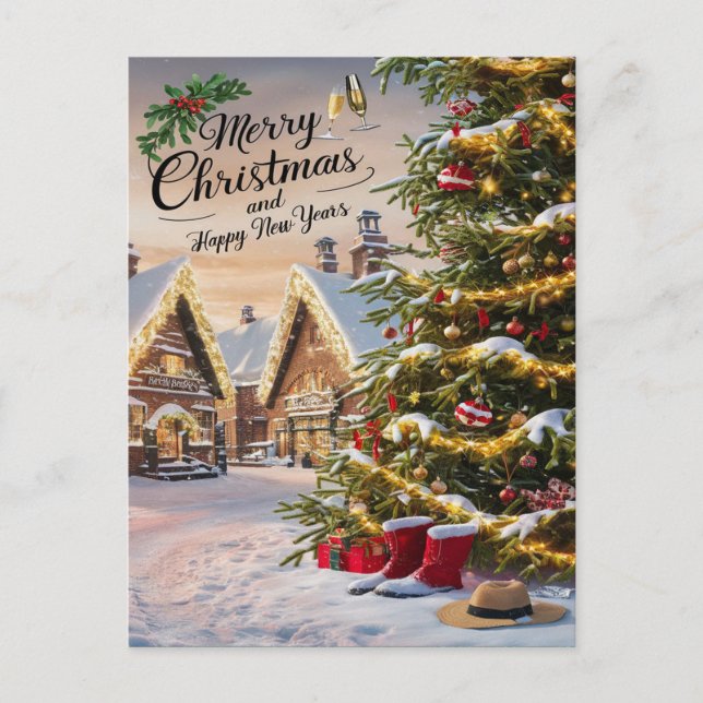 Enchanted Christmas Tree Snowfall Postcard (Front)
