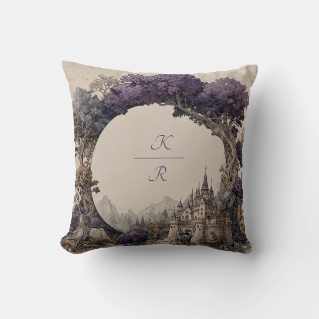 Enchanted Circle Castle Wedding Throw Pillow (Front)