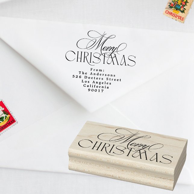 Enchanted Classic Black Elegance Merry Christmas Rubber Stamp (Creator Uploaded)