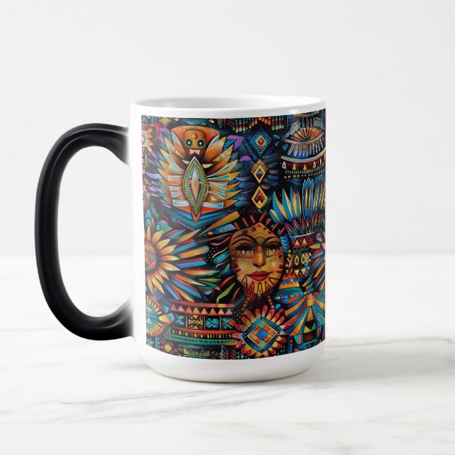 Enchanted Cobalt "Pre-Columbian Tapestry" Thermal  Magic Mug (Left)