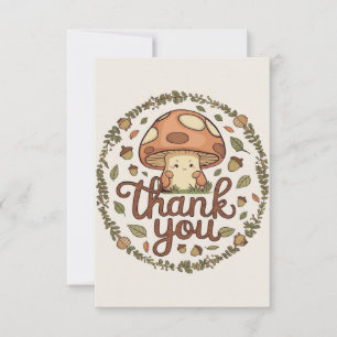 Enchanted Colourful Mushroom Thank You Card