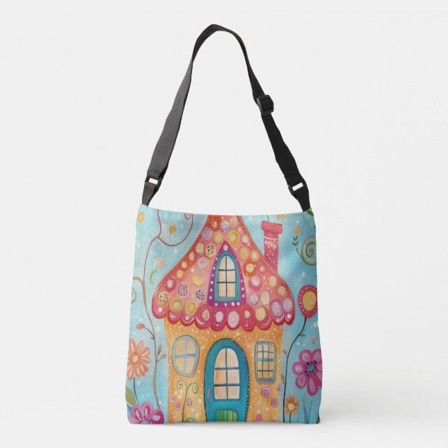 Enchanted Cottage Garden Art Crossbody Bag (Back)