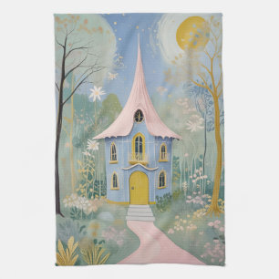 Enchanted Cottage Holiday Postcard Kitchen Towel
