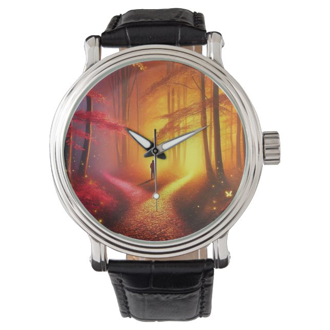 Enchanted Crossroads – Vibrant Autumn Forest Art P Watch (Front)