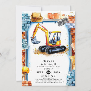 Enchanted Custom Construction Birthday Invitation