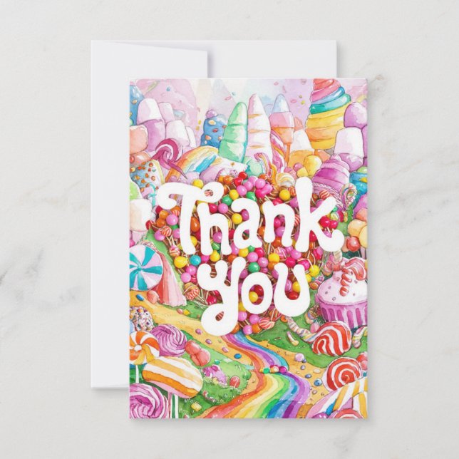 Enchanted Cute Candyland thank you card (Front)