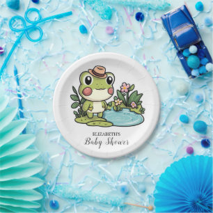Enchanted Cute Frog Baby Shower Paper Plate