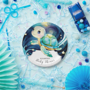 Enchanted Cute Ocean Turtle Baby Shower Paper Plate