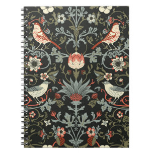 Enchanted Dark Vintage Floral Birds Notebook