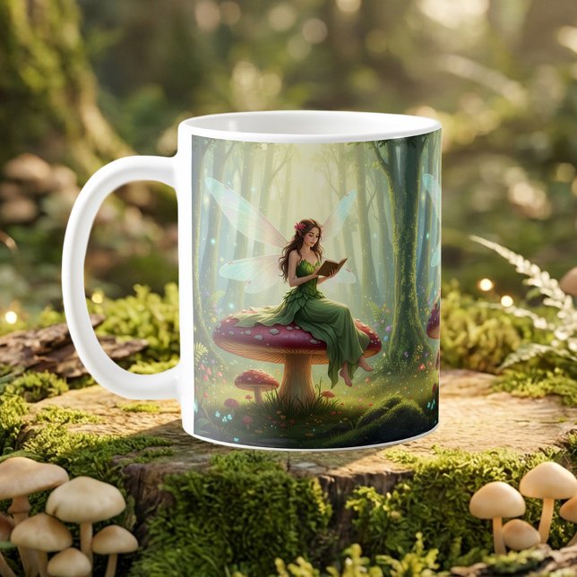 Enchanted Day Fairy Reading a Book Puzzle Coffee Mug (Creator Uploaded)