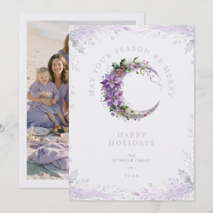 Enchanted Delicate Winter Moon Poinsettia TMF26  Holiday Card